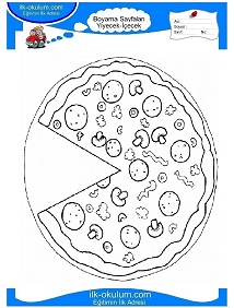 Çocuklar İçin Pizza Boyama Sayfaları 